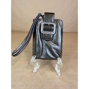 Brighton Metallic Pewter Patent Leather Phone Case Wristlet Wallet | Silver